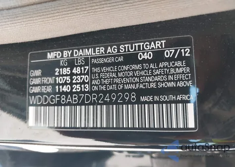 2013 Mercedes-Benz C 300 Luxury 4Matic/Sport 4Matic из США, поврежденный, VIN WDDGF8AB7DR249298